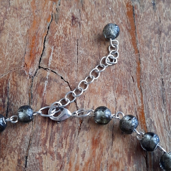 SMOKY CHARCOAL GLASS BEAD NECKLACE - Picture 4 of 6